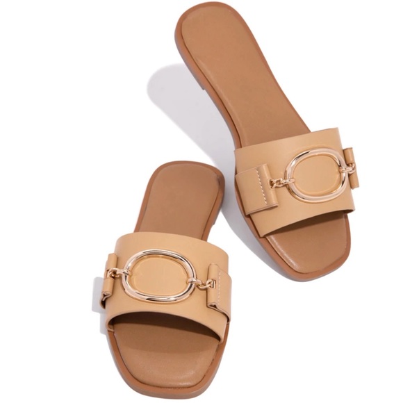 Tan Gold Detailing Slip On Sandal - Picture 4 of 8